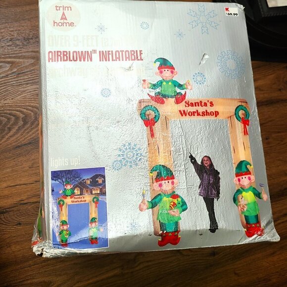 RARE Vintage Trim a Home Santa's Elf Archway Christmas Inflatable NIB 9 FT Tall - Picture 2 of 9